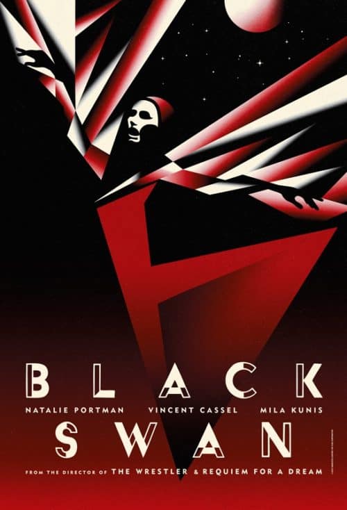 Red and Black ballet dancing movie poster by La Boca for Black Swan