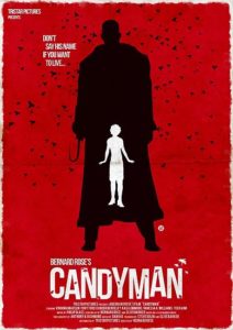 Imposing red and black movie poster for candyman
