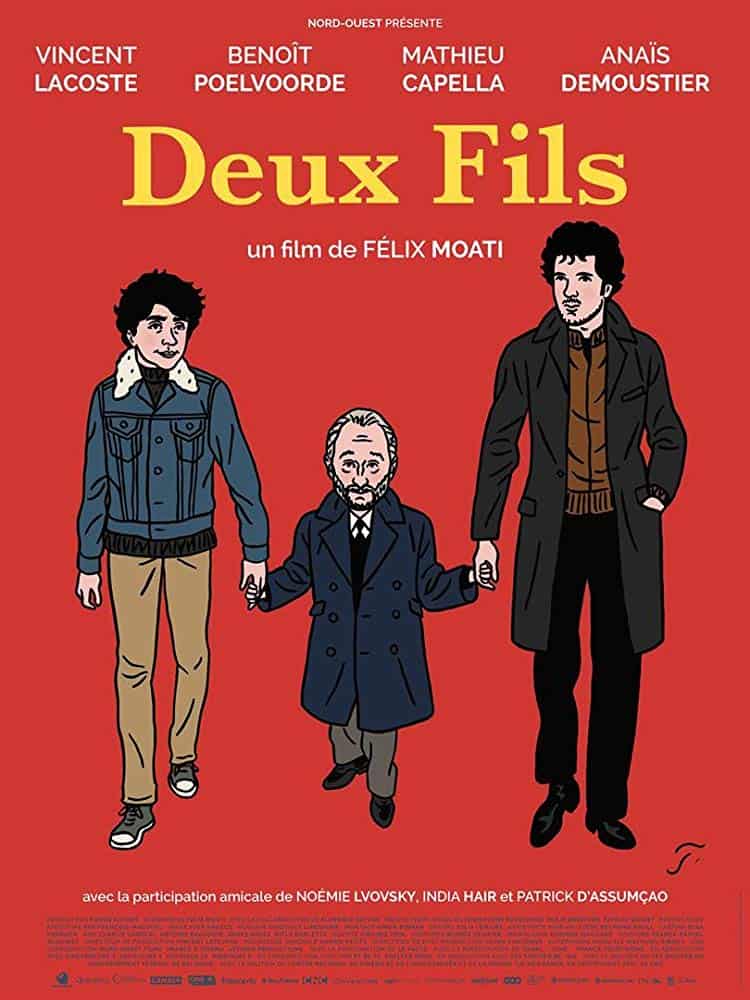 Red happy family movie poster for Deux Fils