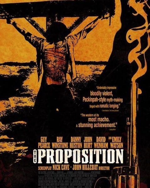 Orange and black torturous corporal punishment movie poster for The Proposition