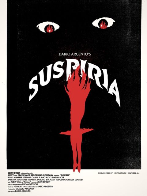 Original dangerous black and red movie poster for Suspiria 1977