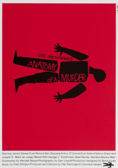 Black and Red classic anatomy of a murder poster by Saul Bass