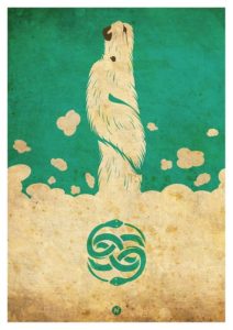 The NeverEnding Story Green Poster Featuring a Soaring Dragon