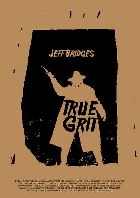 True Grit Alternative Poster Silhouette of US Marshal With Gun Pointed