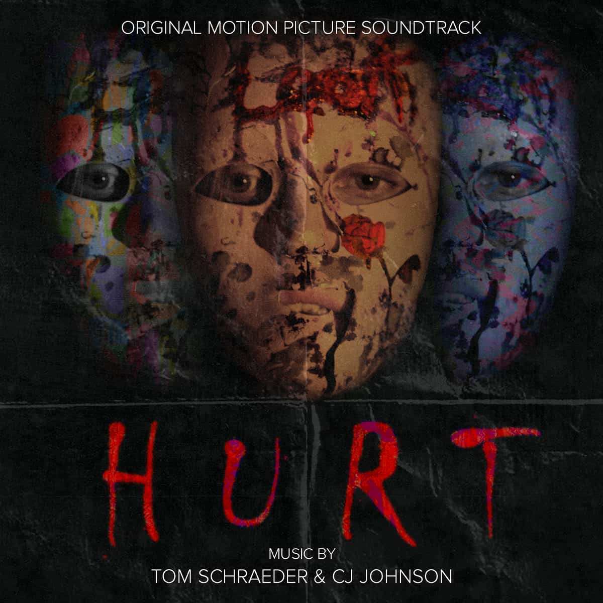 Hurt Album Cover Art, Three Damaged, Masked Faces Look On