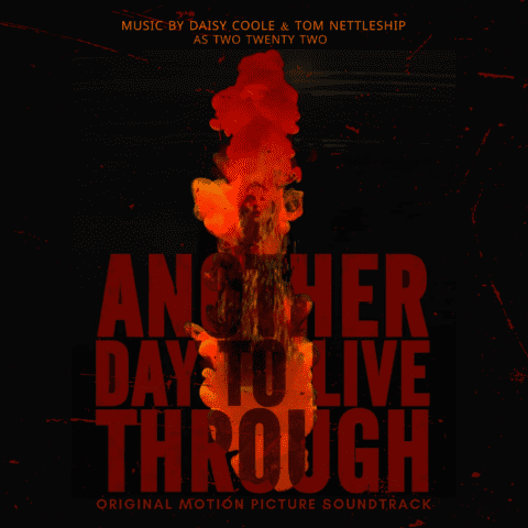 Cover art for the score to Another Day to Live Through, a woman emerges through fire and smoke.